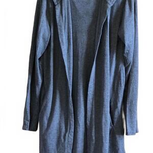 Women's Libertador NYC Open Front Hooded Cardigan Gray Size L